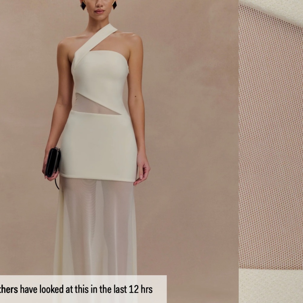 Meshki One-Shoulder Ivory Cutout Maxi Dress